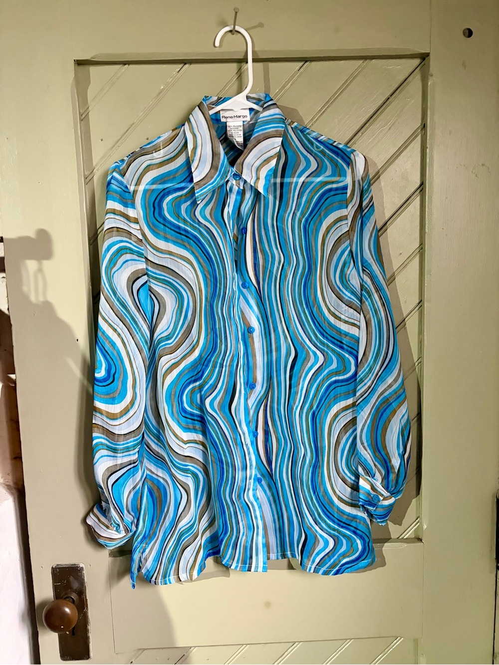Ladies Blue Swirl Button-Up Shirt
